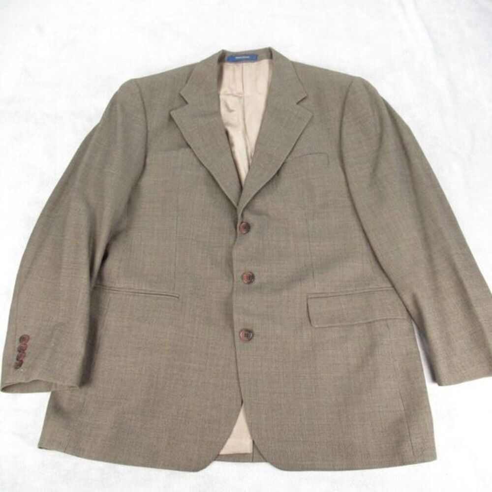 Vintage Chaps Blazer Mens 44 Long Brown 100% Wool Sport Coat 3 Button 1‎ Vent